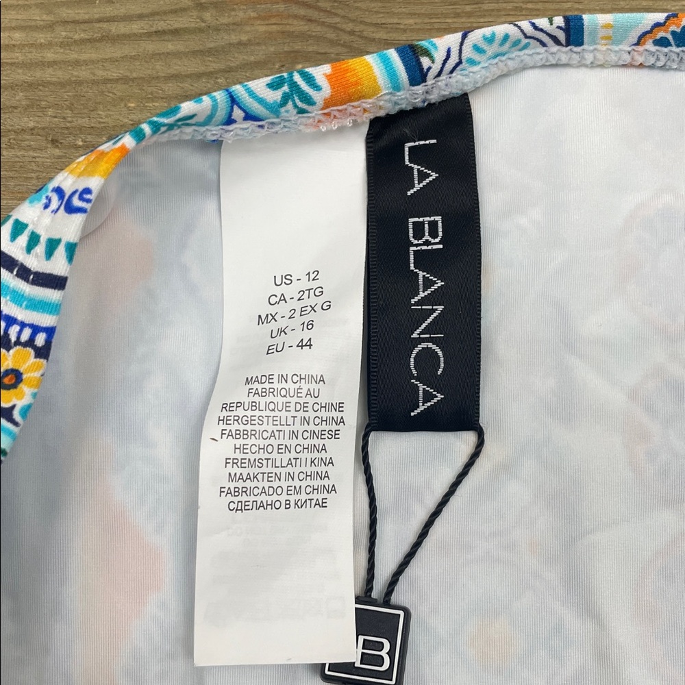 La‎ Blanca NWT Scarf Print Banded Hipster Bikini Bottoms Ice Blue - Picture 3 of 5